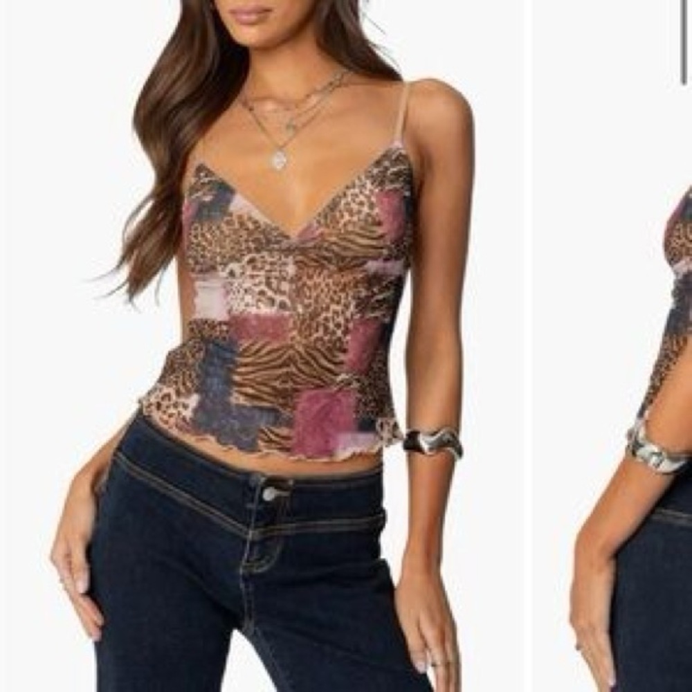 Edikted Multicolor Patchwork Cami Top - image 3